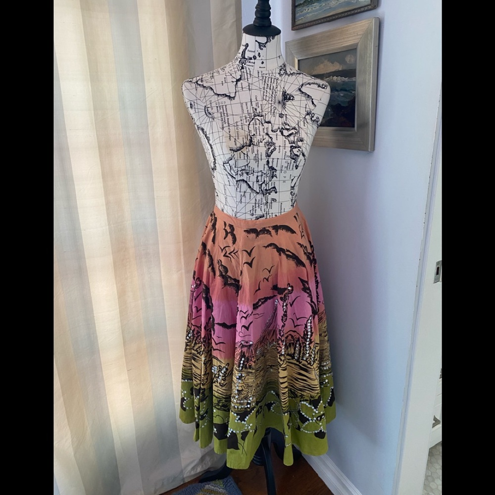 Zashi Cotton Tropical Skirt - Size Large - Vintage Inspired